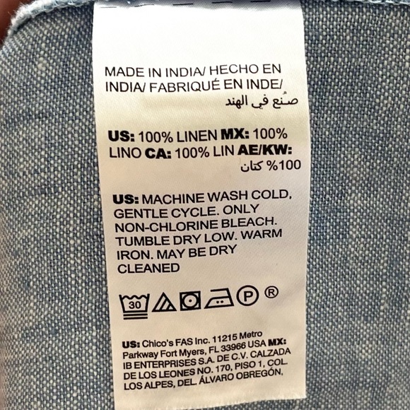 CHICO’S Cross Dye Linen Utility Jacket Size 1 or 8/10 Trendy Stylish Chic Casual - Picture 7 of 12